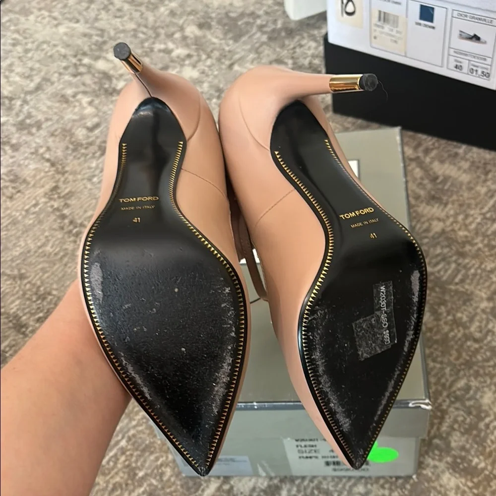 Tom Ford Women's Tan Heels W/ Locket - Picture 5 of 9